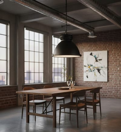 Industrial Luxe Hanglamp – Robuuste Zwarte Industriële Lamp met Glazen Diffuser Ø50 cm, Verstelbaar en Dimbaar – Altameubel