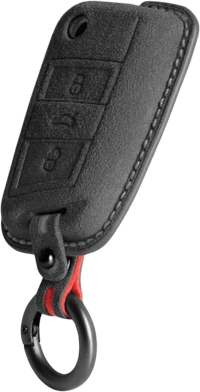 Luxe Alcantara Sleutelcover - Sleutelhoesje Geschikt voor Volkswagen Golf / Tiguan - Seat Leon / Ateca / Ibiza - Skoda Kodiaq / Octavia / Karoq - Alcantara Look - Zacht Sleutel Hoesje - Met Hanger - Auto Accessoires