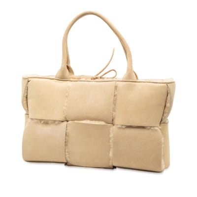 Tweedehands Kleine Suède en Schapenvacht Maxi Intrecciato Arco Tote