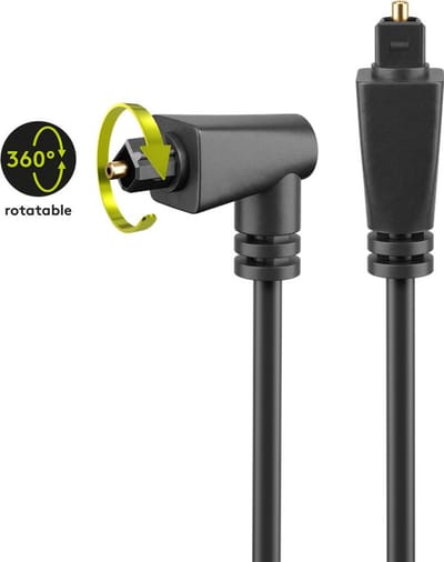 Digitale optische Toslink kabel met 1 draaibare haakse connector - 360 graden draaibaar - Hoge kwaliteit - 1 meter - Optische audio - Voor alle merken