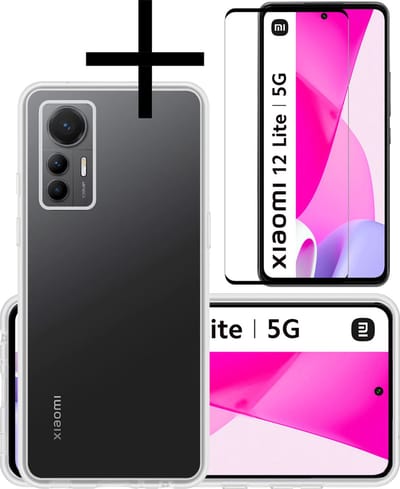 Hoesje - Met Screenprotector - Geschikt voor Xiaomi 12 Lite - Sterk & Shockproof - Back Cover - Siliconen Case - Telefoon Hoes - Transparant