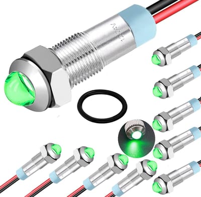 RUNCCI-YUN 10x 12V-24V 6mm LED Indicator Licht Groen - Waterdicht Signaal Lampje