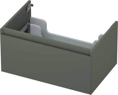 INK® wastafelonderkast 1 lade greeploos gelakt 70x45x35cm, mat beton groen