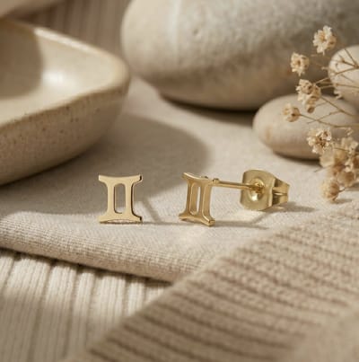 Maevi® Sterrenbeeld Oorbellen - Tweelingen / Gemini - Kleur: Goud - 18K Goldplated / Verguld - Luxe Oorbellen - Sterrenbeeld / Zodiac - Hoge Kwaliteit - Verkleurt niet - Oorknopjes / Oorhanger - Incl. Luxe Cadeauverpakking - Gouden Oorbellen