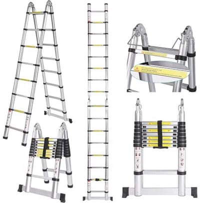 Telescopische 5M Vouwladder - 150 kg Capaciteit - Ideaal voor Binnen en Buiten