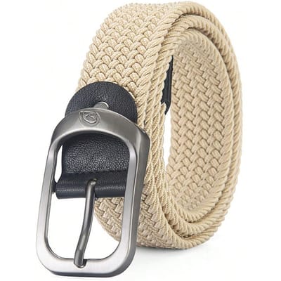 Ceintures tissées pour hommes et femmes ceintures élastiques version coréenne pour femmes ceintures polyvalentes pour étudiants 110cm beige