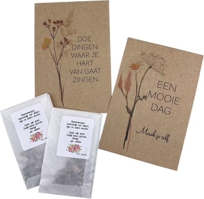 10 kraft zakjes met vlinder/bijenbloemzaden. Een mooie dag maak je zelf/doe dingen waar je hart van gaat zingen/kaart/klein kadootje/brievenbuskadootje,bloemenzaden,attentie,greengift, uitdeelkadootje,bloemen,