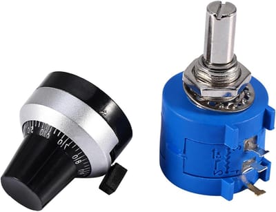 Draaipotentiometer 10K Ohm - Instelknop Weerstand - Industriële Regeltechniek - 10-Turn Draadgewonden - 5 x 5 x 3 cm - Zilver