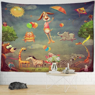Ree Olieverf Wandtapijt Muurhanger Dierlijk Natuurlandschap Bohemien Hippie Esthetiek Kawaii Kamer Huisdecoratie 150x100 cm