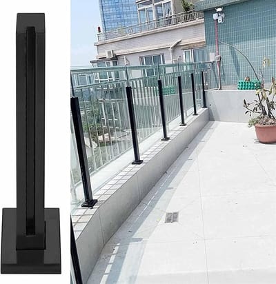 Glazen Balustrade Paal - Leuning Ondersteuning - Terras Afscherming - Glad Delicaat Oppervlak - 70cm Hoog - Zwart