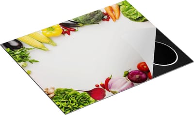 Chefcare Inductie Beschermer Groente op een Witte Achtergrond - Groentes - 65x50 cm - Afdekplaat Inductie - Kookplaat Beschermer - Inductie Mat