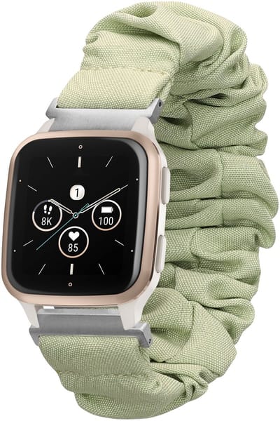 kwmobile elastisch bandje voor smartwatch - geschikt voor Garmin Venu Sq 2 Music / Sq 2 / Vivoactive 6 / Vivoactive 5 - Horlogebandje van katoen - In pastelgroen