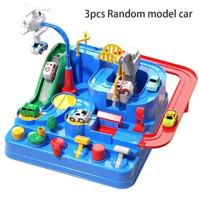 Jeu de piste d'aventure pour voiture de dimensions spacieuses axé sur l'apprentissage pour garçons et filles Casse-tête interactif Jeu d'apprentissage Cadeau d'anniversaire pour enfants bleu
