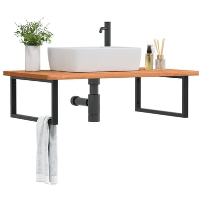 vidaXL - Badkamer - wandschap - staal - en - massief - beukenhout