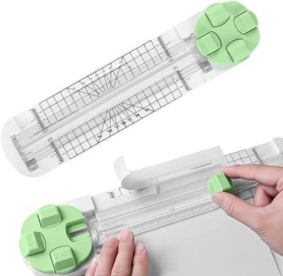 4-in-1 Papier Snijmachine met 4 Snijbladen, Precisie Liniaal en Eenvoudige Bediening voor Scrapbooking, Kaarten Maken en DIY Projecten