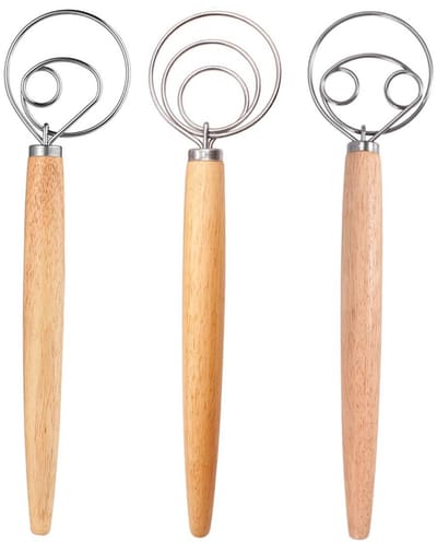 Dailygoods- Deeggarde Professionele Roestvrijstalen - Houten Handgreep - Keuken Tool - Perfect voor Bakken - Ideaal voor Desserts - Geschikt voor Pasta - Klopper