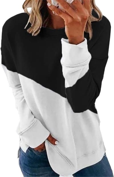 Dames Sweatshirt - Trui met Ronde Hals - Casual Dagelijks Gebruik - Colorblock Design - Maten S tot 2XL