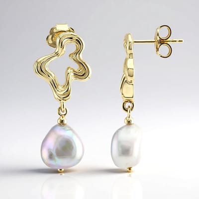 Cavill - Zilveren Zoetwater Kweekparel Oorbellen 10x8 mm - 925 Sterling Zilver Licht Verguld - Elegante Pareloorbellen Dames - Cadeau Met Certificaat