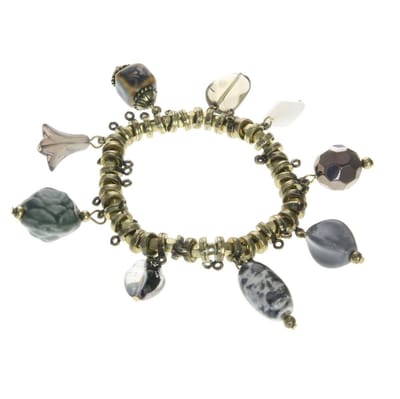 Behave Bedel armband goud kleur met bedels van keramiek 16.5 cm