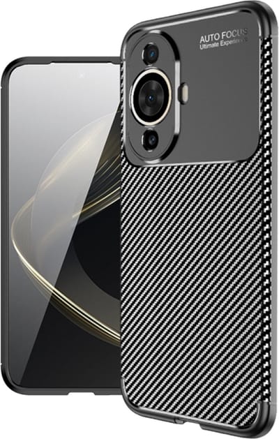 Techsuit Carbon Fiber Silicone Back Cover Hoesje geschikt voor Huawei nova 12s / nova 11 - Zwart