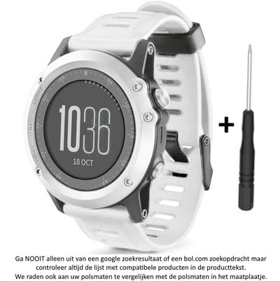 Wit Siliconen Horlogebandje 26mm geschikt voor Garmin Fenix 3 / 3 HR / 3 Sapphire, Garmin Fenix 5x, Garmin D2 & Garmin Quatix 3 – Maat: zie maatfoto – NIET Quickfit Compatibel – 26 mm white smartwatch strap - band