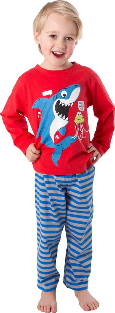 Amantes Jongens Pyjama 100% katoen lange mouw - Rood Haai - maat 104/110