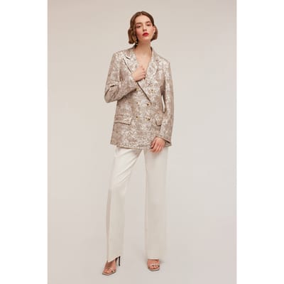 Motivi Full Sequined Over Sized Blazer Beige Size: 32 | Blazers Outlet | Dames | Blauw
