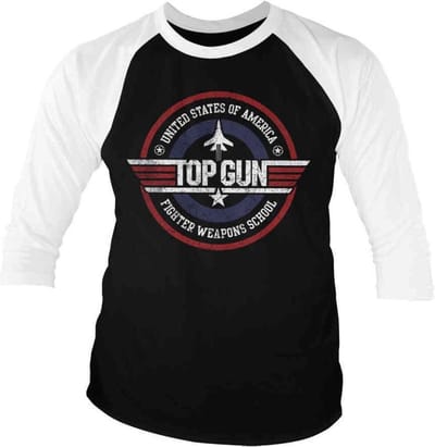 Top Gun Raglan top -S- Fighter Weapons School Zwart/Wit