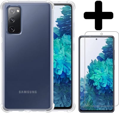 Hoesje - Met Screenprotector - Geschikt voor Samsung Galaxy S20 FE - Sterk & Shockproof - Back Cover - Siliconen Case - Telefoon Hoes - Shock Proof - Telefoonhoes - Transparant