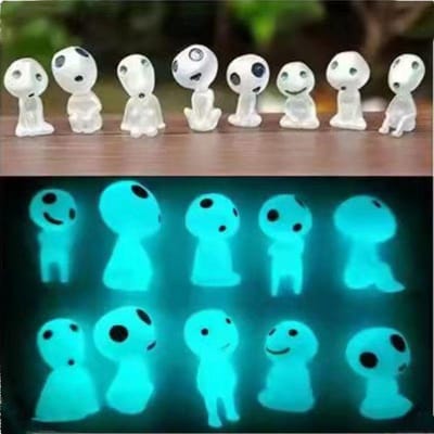 10 Stuks Lichtgevende Boomgod Miniatuur Beeldje, Hars Tuin Accessoires, Buiten Potplant Mini Landschap Decoratie Accessoires