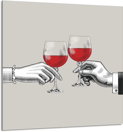 TMK ArtDeko Serie - Snijplank - 60x65 cm - Wijnprint - Gehard Glas