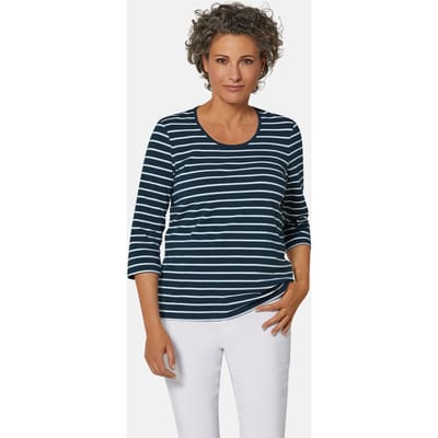 Meerkleurig gebreid, gestreept shirt - marine / wit - Gr. 38 van Goldner Fashion