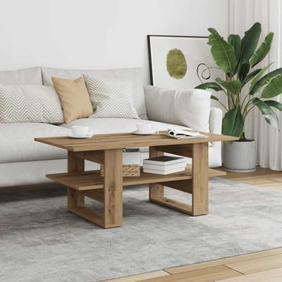vidaXL - Salontafel - 102x55x42 - cm - bewerkt - hout - artisanaal - eikenkleur