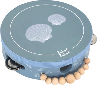 Label Label Houten Tamboerijn - Muzikaal Speelgoed - Gemakkelijk Vast te Houden - Stimuleert Muzikale Ontwikkeling en Ritmegevoel - Vanaf 12 Maanden - Blauw