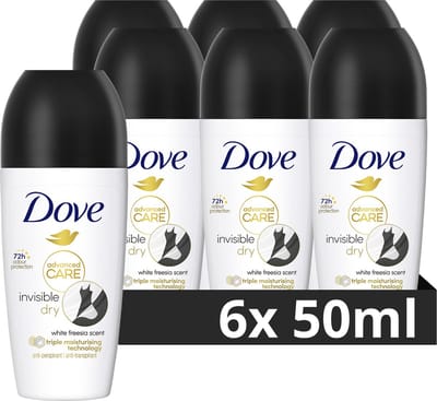 Dove Advanced Care Invisible Dry Anti-Transpirant Deodorant Roller - 6 x 50 ml - Voordeelverpakking