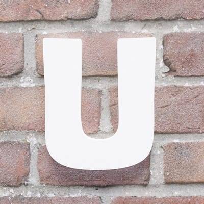 Huisnummer Berlin U wit - Huisnummerbord - 10 cm - Blinde bevestiging