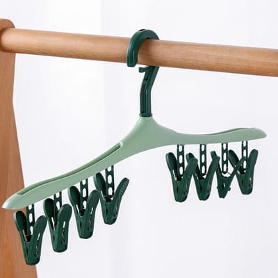 1 ST Hanger Met Klem 8 Klem Studentenkamer Winddicht Plastic Dik Ondergoed Drogen Sokken Huishoudelijk beige