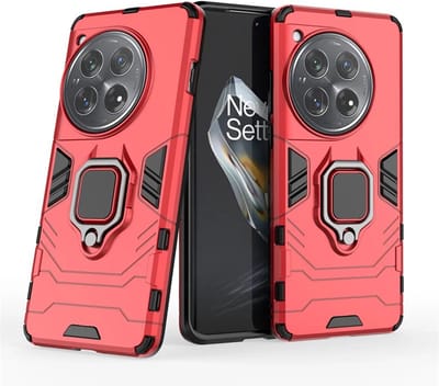 MobyDefend Hoesje - Geschikt voor OnePlus 12 - Dubbelgelaagde Pantsercase Met Standaard - Rood