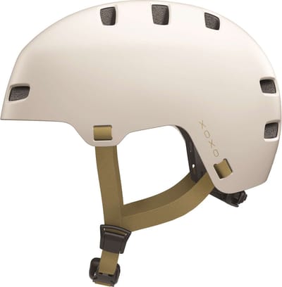 Fietshelm ABUS XOXO – stadshelm in skater-look – helm voor skateboard, fiets, step – met geoptimaliseerde kinbescherming – voor jongeren en volwassenen – maat S, taupe