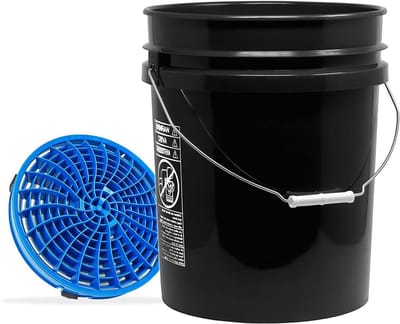 Autowasset Set - Wasemmer met Inzet - Krasvrij Auto Wassen - Vuilslot Technologie - 19 Liter Capaciteit - Zwart Blauw