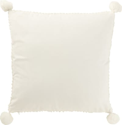 J-Line kussen Zacht Pompoms - polyester - wit
