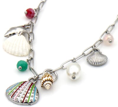 Ketting - RVS - schelpen - zilverkleurig - 40-45 cm