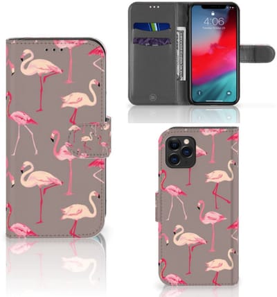 Apple iPhone 11 Pro Telefoonhoesje met Pasjes Flamingo