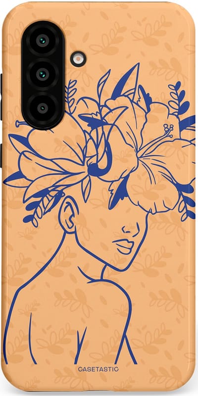 Casetastic hoesje geschikt voor Samsung Galaxy A36 / Samsung Galaxy A56 - Dubbellaagse bescherming - Lijn en Bloesem - Fashion Case - Perzik