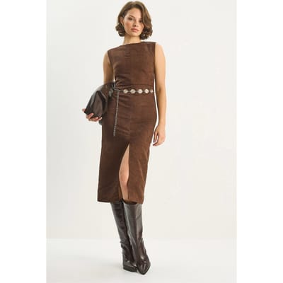 Vegan Suède Midi-jurk