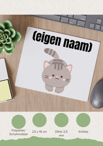 Akyol - kat met eigen naam Muismat - Katten - katten liefhebbers - iemand die houdt van katten - verjaardag - cadeau - kado - 23 bij 19 cm