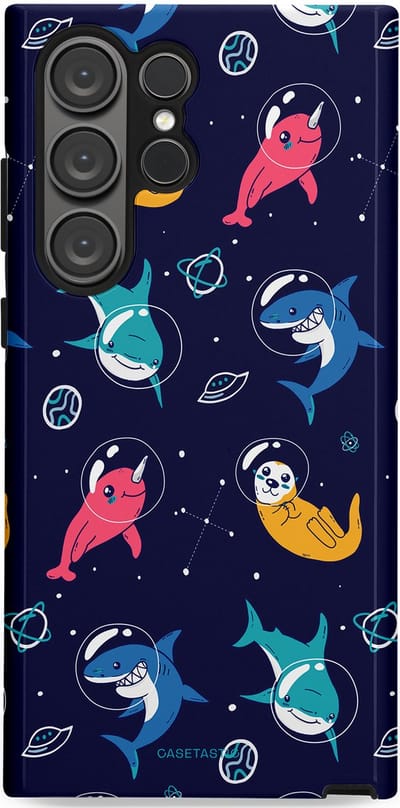 Casetastic Hoesje Geschikt voor Samsung S23 Ultra - Stijlvolle Beschermende Duo-layer Case - Ruimte Oceaan Blauw