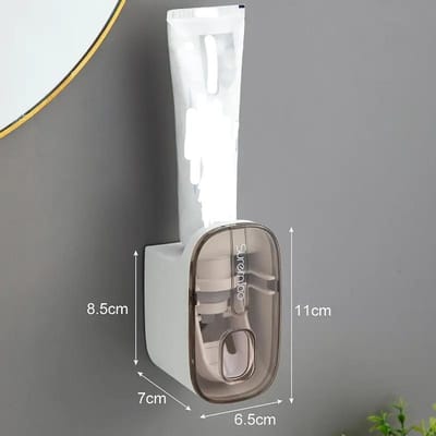 Distributeur automatique de dentifrice, accessoires de salle de bains, support mural, presse-dentifrice paresseux, porte-brosse à dents, 1 pièce gray