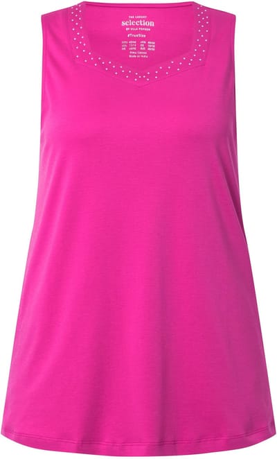 Ulla Popken - Dames - Top A-lijn hartvormige hals mouwloos Pima Cotton - Orchidee - Maat 58+