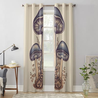 Paddenstoelen Bladeren Moderne Raamgordijnen voor Woonkamer Slaapkamer Gordijn Keuken Behandeling Jaloezieën Drapes 135W x 60H(cm) x1